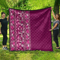 Hawaiian Tribal Elements Hibiscus Quilt Pink Pattern - Polynesian Pride