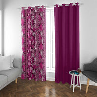 Hawaiian Tribal Elements Hibiscus Window Curtain Pink Pattern - Polynesian Pride