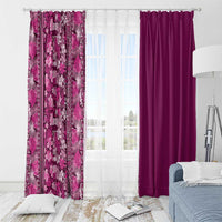 Hawaiian Tribal Elements Hibiscus Window Curtain Pink Pattern - Polynesian Pride
