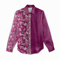 Hawaiian Tribal Elements Hibiscus Women Casual Shirt Pink Pattern - Polynesian Pride