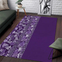 Hawaiian Tribal Elements Hibiscus Area Rug Purple Pattern - Polynesian Pride