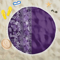 Hawaiian Tribal Elements Hibiscus Beach Blanket Purple Pattern - Polynesian Pride