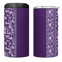 Hawaiian Tribal Elements Hibiscus 4 in 1 Can Cooler Tumbler Purple Pattern - Polynesian Pride