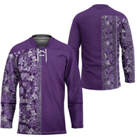 Hawaiian Tribal Elements Hibiscus Hockey Jersey Purple Pattern - Polynesian Pride