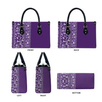 Hawaiian Tribal Elements Hibiscus Leather Bag Purple Pattern - Polynesian Pride