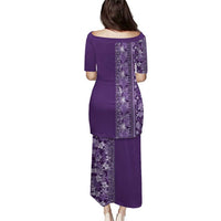Hawaiian Tribal Elements Hibiscus Puletasi Purple Pattern - Polynesian Pride