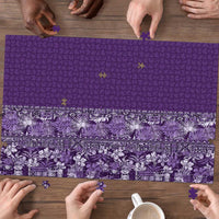 Hawaiian Tribal Elements Hibiscus Puzzle Purple Pattern - Polynesian Pride