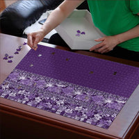 Hawaiian Tribal Elements Hibiscus Puzzle Purple Pattern - Polynesian Pride