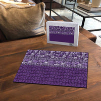 Hawaiian Tribal Elements Hibiscus Puzzle Purple Pattern - Polynesian Pride