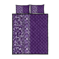 Hawaiian Tribal Elements Hibiscus Quilt Bed Set Purple Pattern - Polynesian Pride