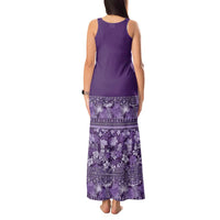 Hawaiian Tribal Elements Hibiscus Tank Maxi Dress Purple Pattern - Polynesian Pride