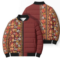 Hawaiian Tribal Elements Hibiscus Bomber Puffer Jacket Red Pattern - Polynesian Pride