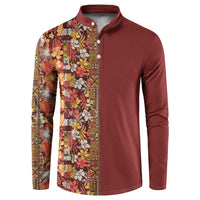 Hawaiian Tribal Elements Hibiscus Button Sweatshirt Red Pattern - Polynesian Pride