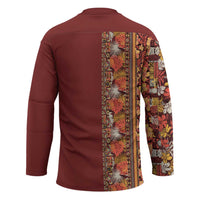 Hawaiian Tribal Elements Hibiscus Hockey Jersey Red Pattern - Polynesian Pride