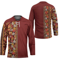 Hawaiian Tribal Elements Hibiscus Hockey Jersey Red Pattern - Polynesian Pride