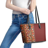Hawaiian Tribal Elements Hibiscus Leather Tote Bag Red Pattern - Polynesian Pride
