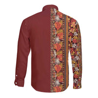 Hawaiian Tribal Elements Hibiscus Long Sleeve Button Shirt Red Pattern - Polynesian Pride
