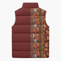 Hawaiian Tribal Elements Hibiscus Sleeveless Puffer Jacket Red Pattern - Polynesian Pride