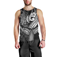 Polynesia Men Tank Top Whale Tale and Polynesian Sunset Plumeria Black LT9 - Polynesian Pride
