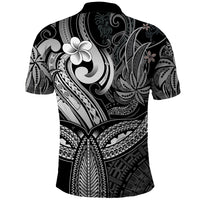 Polynesia Polo Shirt Whale Tale and Polynesian Sunset Plumeria Black LT9 - Polynesian Pride
