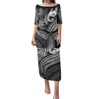Polynesia Puletasi Whale Tale and Polynesian Sunset Plumeria Black LT9 Long Dress Black - Polynesian Pride