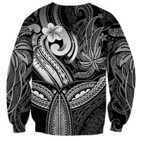 Polynesia Sweatshirt Whale Tale and Polynesian Sunset Plumeria Black LT9 - Polynesian Pride