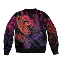 Polynesia Sleeve Zip Bomber Jacket Whale Tale and Polynesian Sunset Plumeria Pink LT9 - Polynesian Pride
