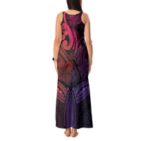 Polynesia Tank Maxi Dress Whale Tale and Polynesian Sunset Plumeria Pink LT9 - Polynesian Pride