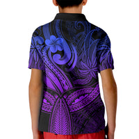 Polynesia Kid Polo Shirt Whale Tale and Polynesian Sunset Plumeria Purple LT9 - Polynesian Pride