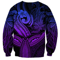 Polynesia Sweatshirt Whale Tale and Polynesian Sunset Plumeria Purple LT9 - Polynesian Pride