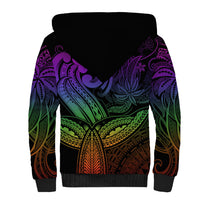 Polynesia Sherpa Hoodie Whale Tale and Polynesian Sunset Plumeria Rainbow LT9 - Polynesian Pride