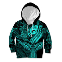 Polynesia Kid Hoodie Whale Tale and Polynesian Sunset Plumeria Turquoise LT9 Hoodie Turquoise - Polynesian Pride