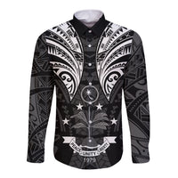 FSM Chuuk States Long Sleeve Button Shirt Micronesia Vintage Polynesian Tribal Black Version LT9 Unisex Black - Polynesian Pride