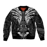 FSM Chuuk States Sleeve Zip Bomber Jacket Micronesia Vintage Polynesian Tribal Black Version LT9 Unisex Black - Polynesian Pride