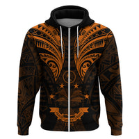 FSM Chuuk States Hoodie Micronesia Vintage Polynesian Tribal Gold Version LT9 Zip Hoodie Gold - Polynesian Pride