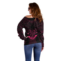 FSM Chuuk States Off Shoulder Sweater Micronesia Vintage Polynesian Tribal Pink Version LT9 - Polynesian Pride