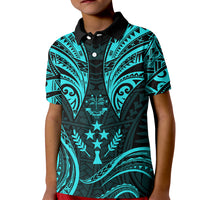 FSM Kosrae States Kid Polo Shirt Micronesia Vintage Polynesian Tribal Aqua Version LT9 Kid Aqua - Polynesian Pride