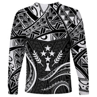 FSM Kosrae States Long Sleeve Shirt Micronesia Vintage Polynesian Tribal Black Version LT9 - Polynesian Pride