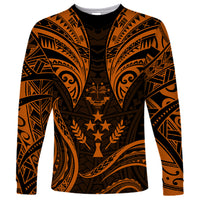 FSM Kosrae States Long Sleeve Shirt Micronesia Vintage Polynesian Tribal Gold Version LT9 Unisex Gold - Polynesian Pride