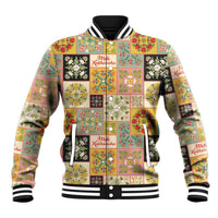 Mele Kalikimaka Hawaii Christmas Baseball Jacket Melemele Mama Seamless Floral Motif - Polynesian Pride