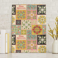 Mele Kalikimaka Hawaii Christmas Canvas Wall Art Melemele Mama Seamless Floral Motif - Polynesian Pride