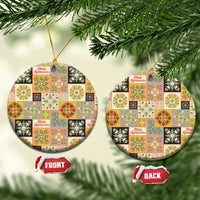 Mele Kalikimaka Hawaii Christmas Ceramic Ornament Melemele Mama Seamless Floral Motif - Polynesian Pride