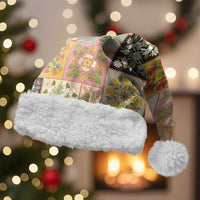 Mele Kalikimaka Hawaii Christmas Santa Hat Melemele Mama Seamless Floral Motif LT9 With Fur Beige - Polynesian Pride