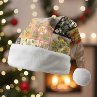 Mele Kalikimaka Hawaii Christmas Santa Hat Melemele Mama Seamless Floral Motif LT9 Without Fur Beige - Polynesian Pride