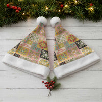 Mele Kalikimaka Hawaii Christmas Santa Hat Melemele Mama Seamless Floral Motif LT9 - Polynesian Pride