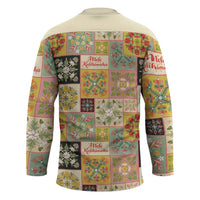 Mele Kalikimaka Hawaii Christmas Hockey Jersey Melemele Mama Seamless Floral Motif - Polynesian Pride