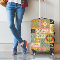 Mele Kalikimaka Hawaii Christmas Luggage Cover Melemele Mama Seamless Floral Motif - Polynesian Pride