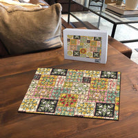 Mele Kalikimaka Hawaii Christmas Puzzle Melemele Mama Seamless Floral Motif - Polynesian Pride