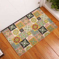Mele Kalikimaka Hawaii Christmas Rubber Doormat Melemele Mama Seamless Floral Motif - Polynesian Pride