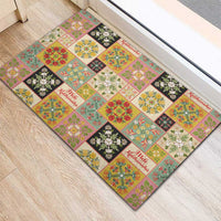 Mele Kalikimaka Hawaii Christmas Rubber Doormat Melemele Mama Seamless Floral Motif - Polynesian Pride